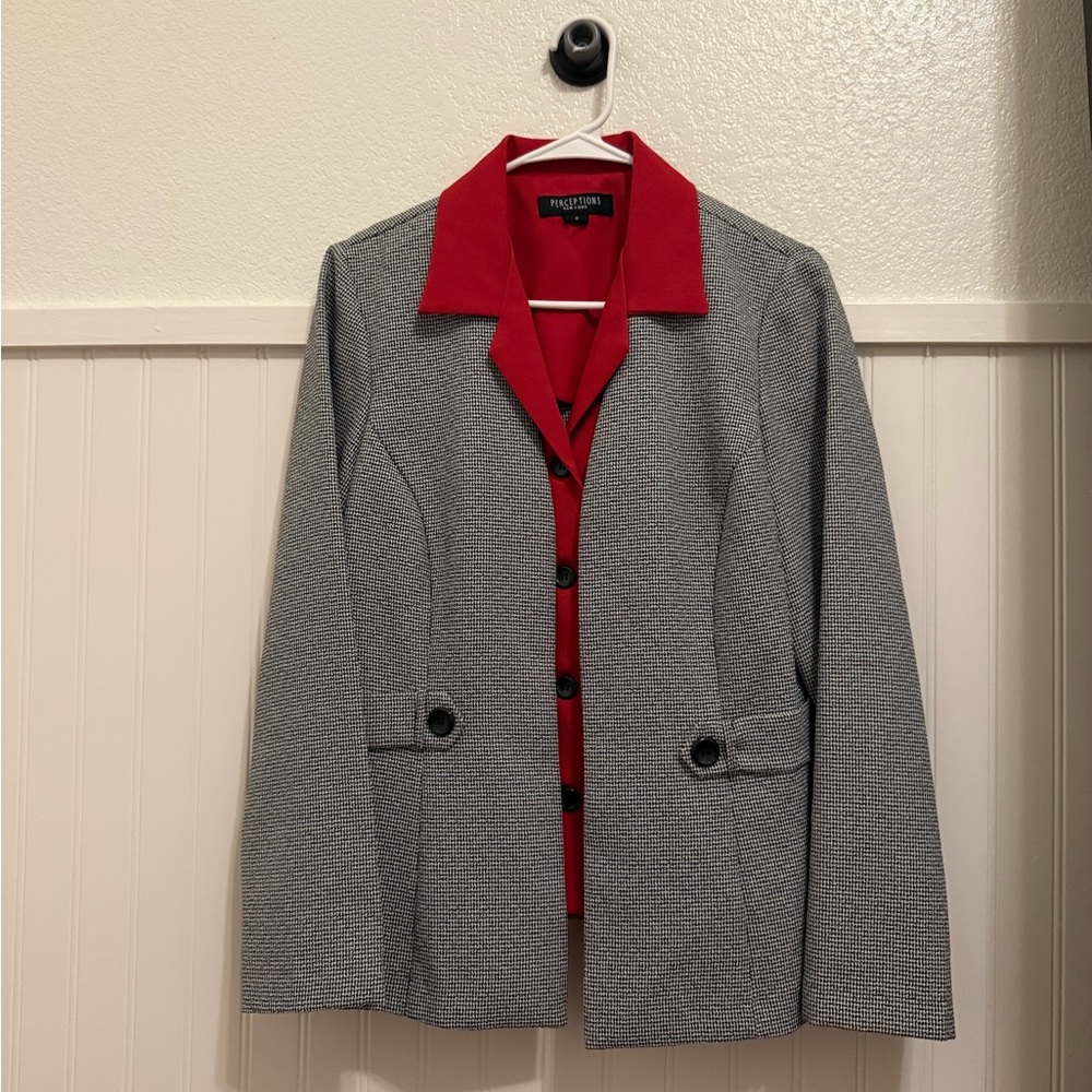 Vintage Gray/Black and Red Blazer
